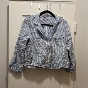 J. Crew Navy and White Striped Button-Down Shirt
